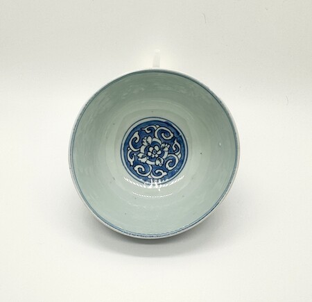 中国美術 青花 染付 纏枝蓮花紋 碗 φ18cm N809 bf-78-a-ming-blue-and-white-