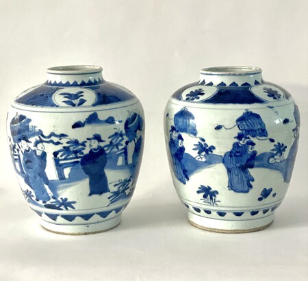 青花瓷瓶2個 bfe-20-two-blue-and-white-jars