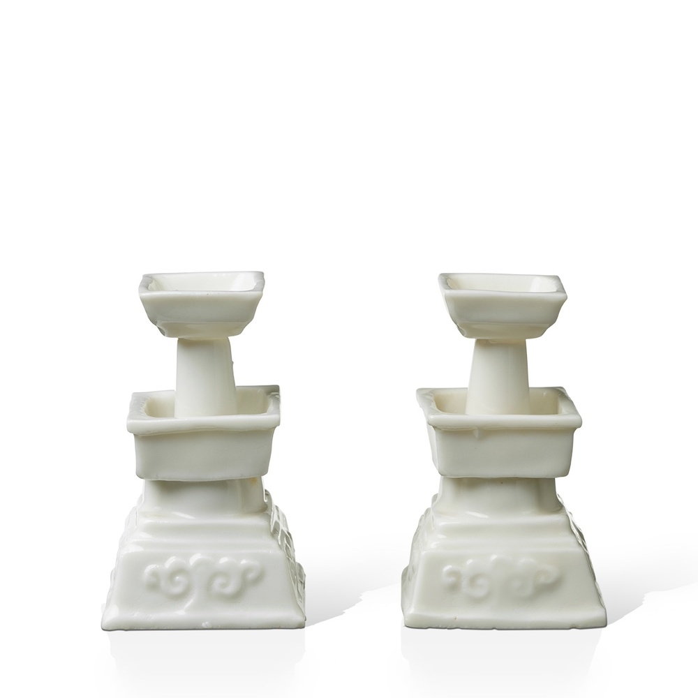 PM 07 pair of blanc de chine dehua joss stick holders