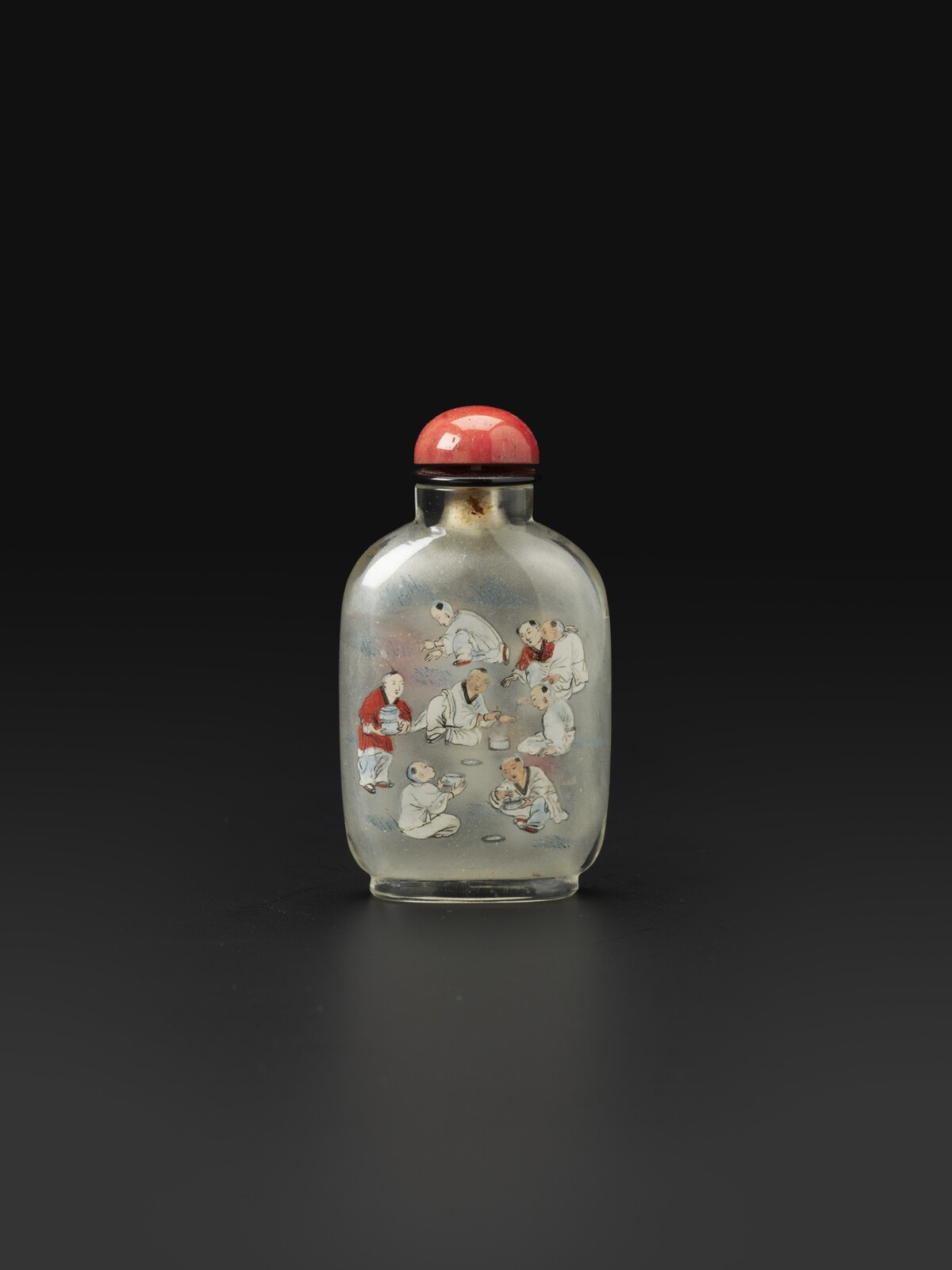S 46 An Inside-painted Glass Snuff Bottle<br><br>1905年 周少元作 玻璃內畫鼻煙壺